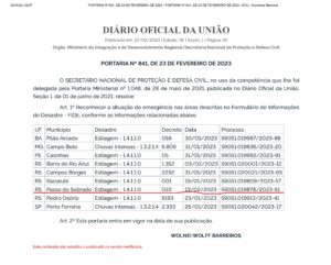 GOVERNO FEDERAL RECONHECE DECRETO DE SITUAÇÃO DE EMERGÊNCIA - ESTIAGEM